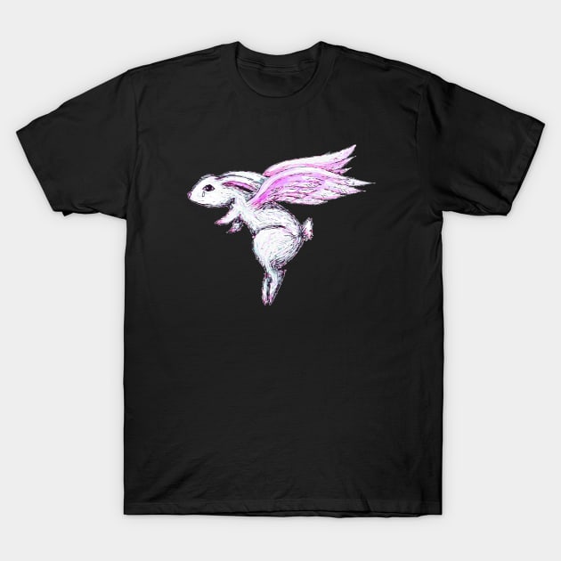 Sad Bunny Flying T-Shirt by LittleMissTyne